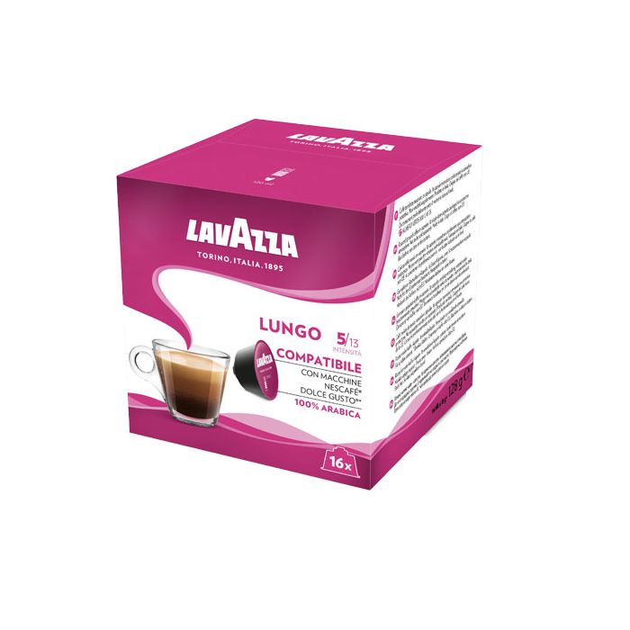 Café lungo compatible Dolce Gusto CDG EROSKI, caja 16 uds