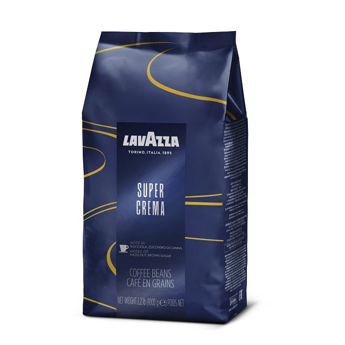 Lavazza café en grains super crema, sac de 1 kg sur